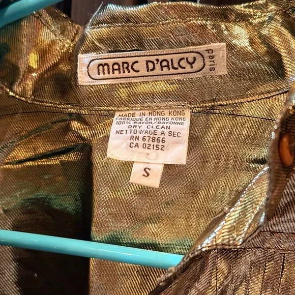 Vintage Marc D’Alcy Paris Metallic Gold Blouse - Picture 5 of 11